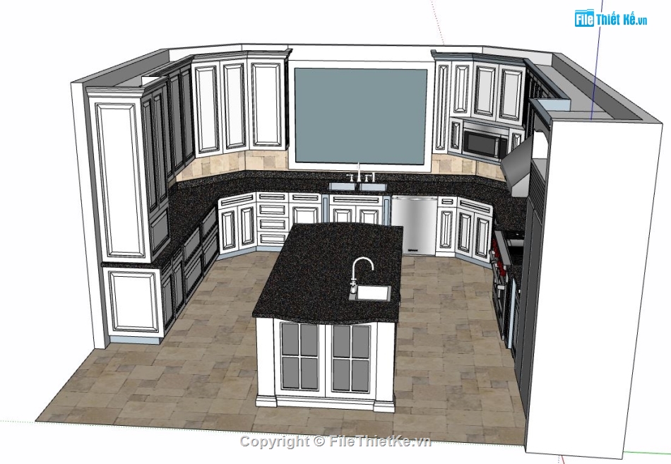 Sketchup bếp,nội thất phòng bếp,Sketchup mẫu nội thất