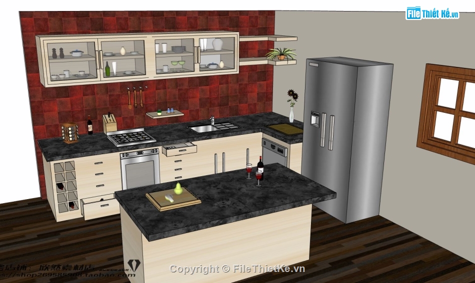 nội thất phòng bếp,Sketchup mẫu nội thất,sketchup phòng bếp