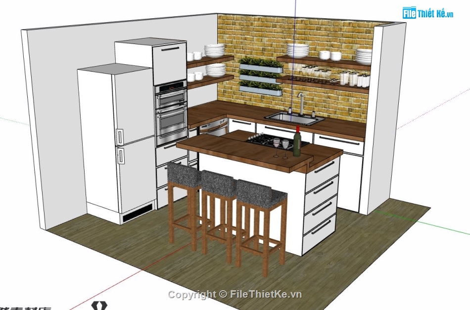 Sketchup mẫu nội thất,Sketchup bếp,nội thất phòng bếp