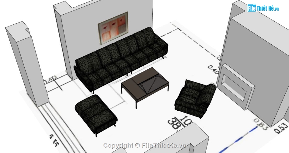 nội thất phòng khách,Sketchup mẫu nội thất,mẫu phòng khách