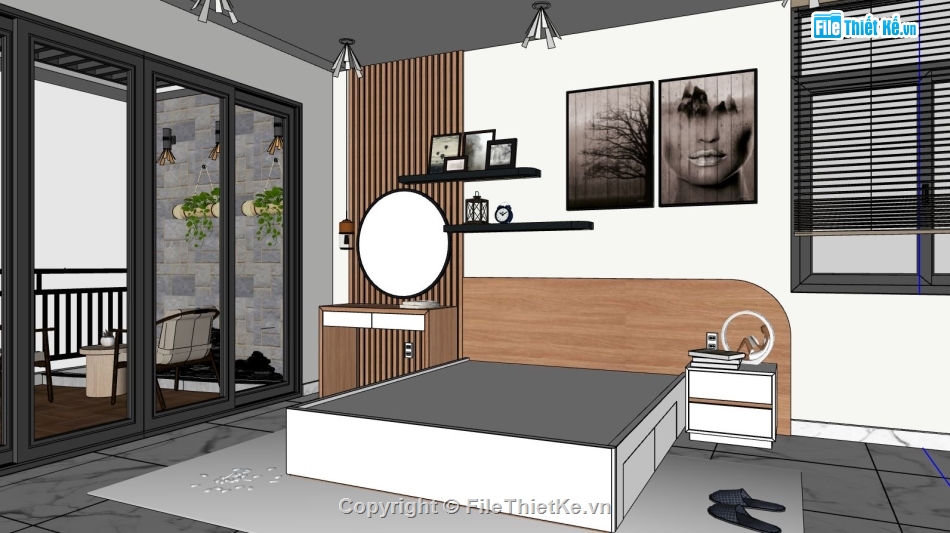 nội thất phòng ngủ,mẫu phòng ngủ,Sketchup mẫu nội thất