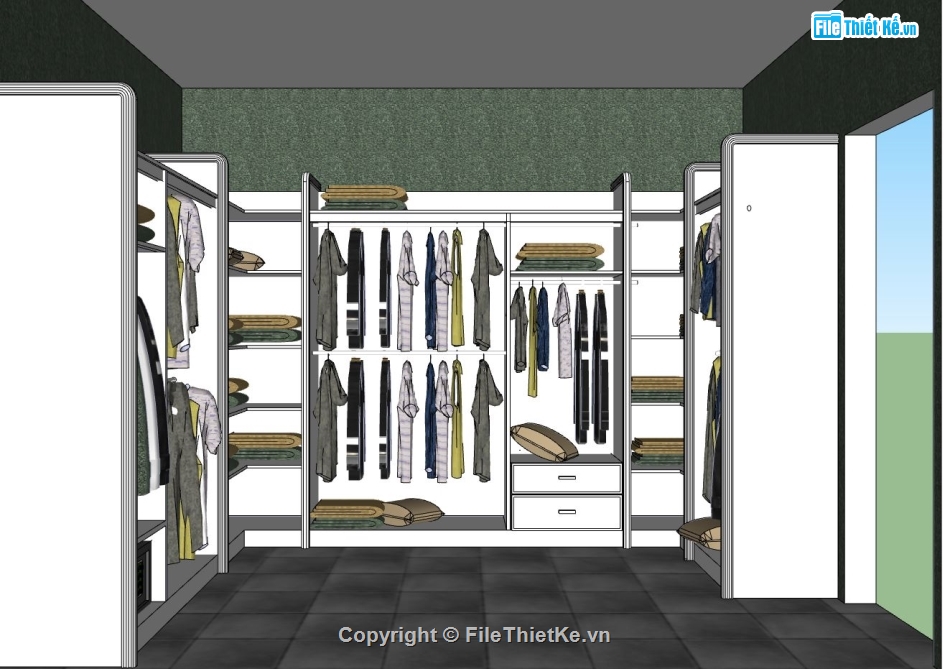 Sketchup quần áo,mẫu tủ quần áo,model su tủ quần áo