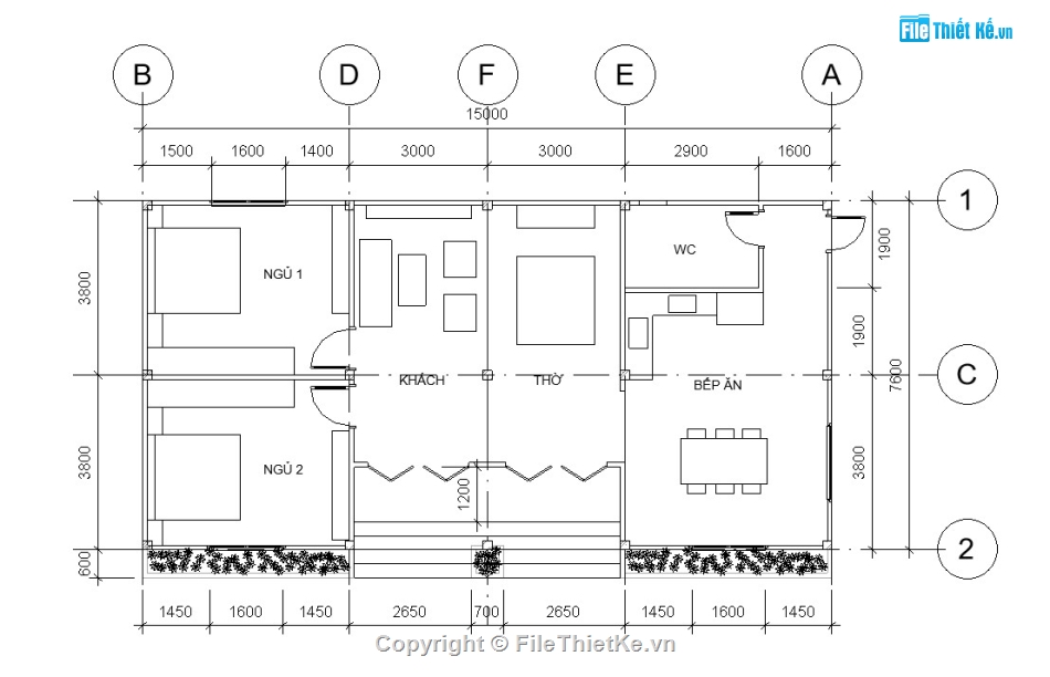 nhà,Sketchup nhà,nhà 3 gian,model sketchup,3 gian,nha 2 phong ngu