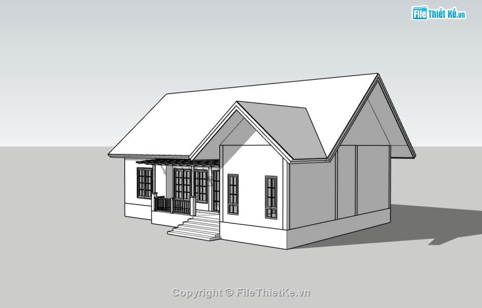 nhà cấp 4,sketchup nhà cấp 4,filethietke mẫu nhà cấp 4,phối cảnh nhà cấp 4