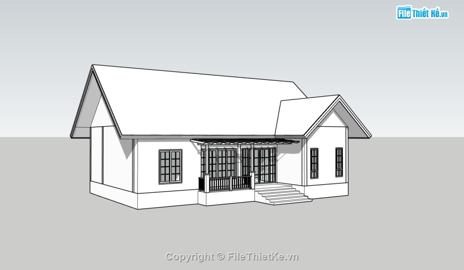 nhà cấp 4,sketchup nhà cấp 4,filethietke mẫu nhà cấp 4,phối cảnh nhà cấp 4