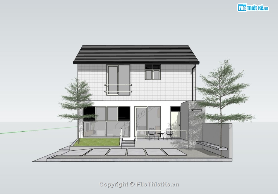 nhà cấp 4,sketchup nhà cấp 4,model su nhà cấp 4,nhà cấp 4 đẹp