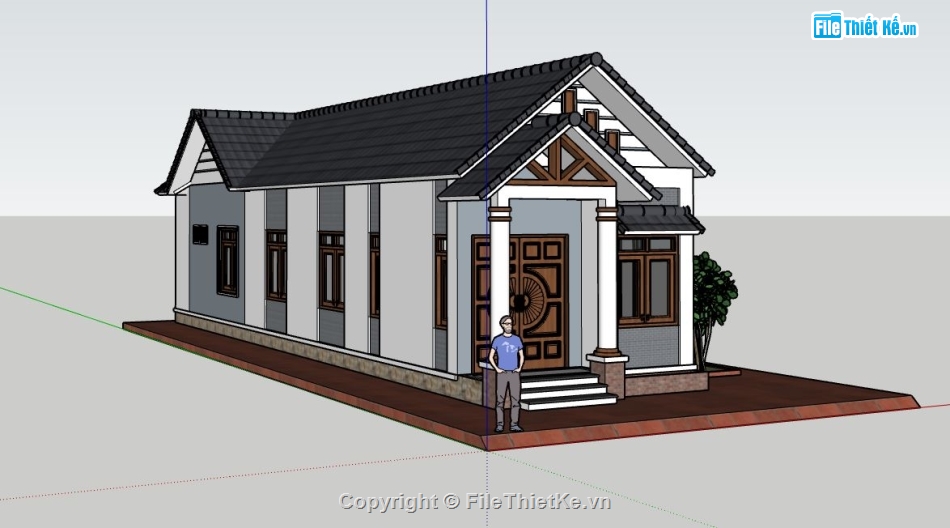 nhà 1 tầng,model su nhà phố 1 tầng,file su nhà phố 1 tầng