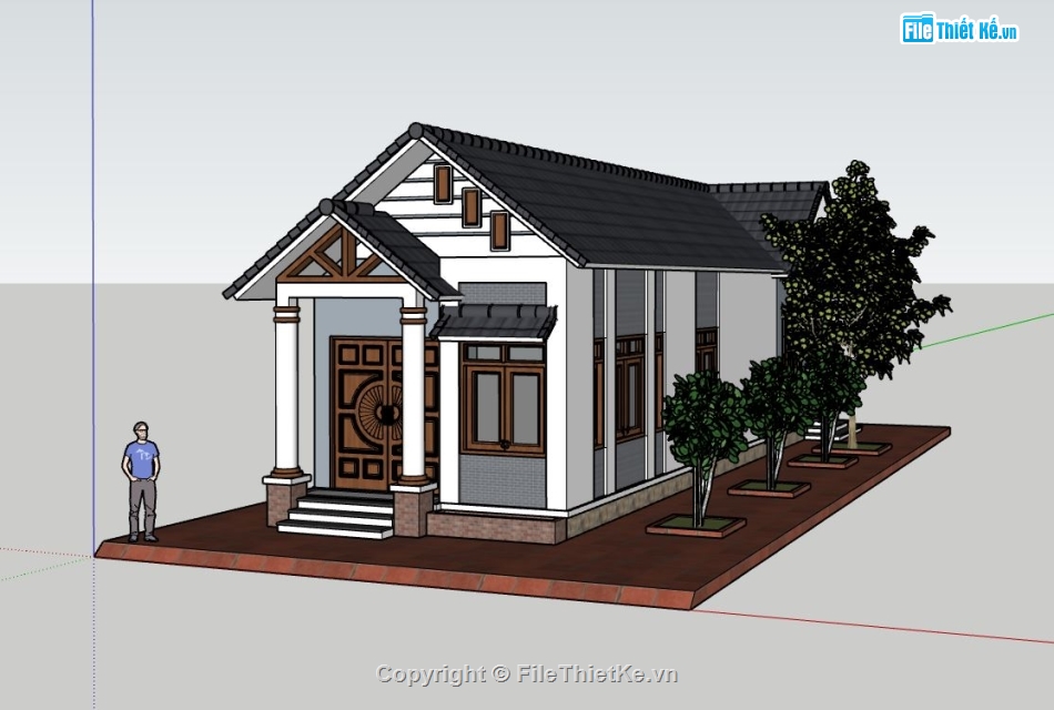 nhà 1 tầng,model su nhà phố 1 tầng,file su nhà phố 1 tầng