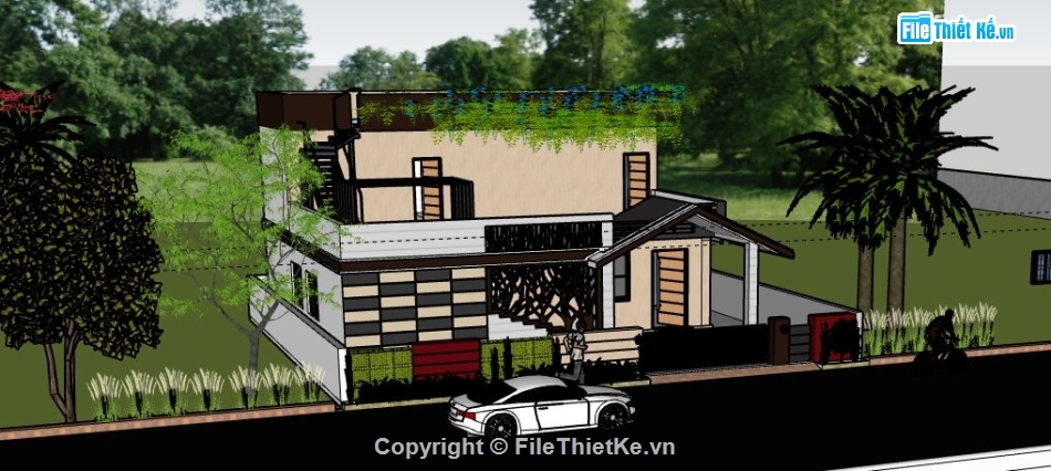 Nhà phố 2 tầng,model su nhà phố 2 tầng,nhà phố 2 tầng sketchup