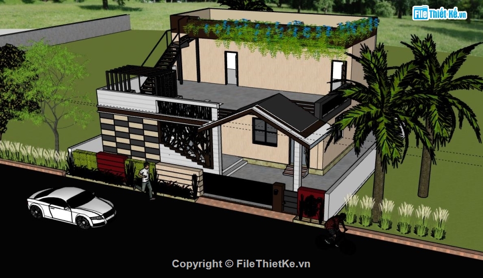 Nhà phố 2 tầng,model su nhà phố 2 tầng,nhà phố 2 tầng sketchup