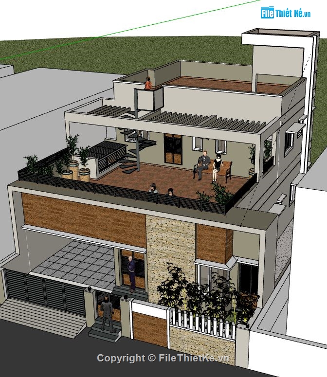 Nhà phố 2 tầng,file su nhà phố 2 tầng,sketchup nhà phố 2 tầng,nhà phố 2 tầng model su