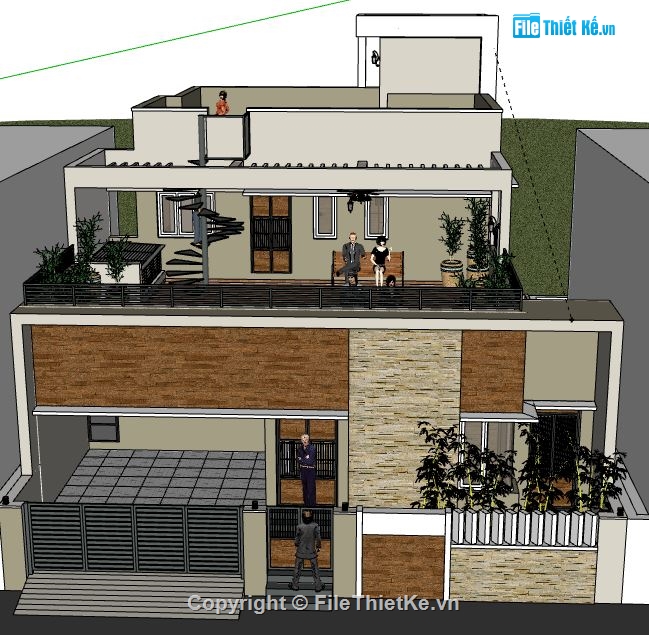 Nhà phố 2 tầng,file su nhà phố 2 tầng,sketchup nhà phố 2 tầng,nhà phố 2 tầng model su