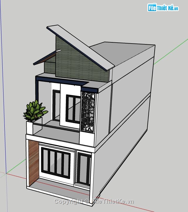 file su nhà phố 2 tầng,mẫu nhà phố 2 tầng,file sketchup nhà phố