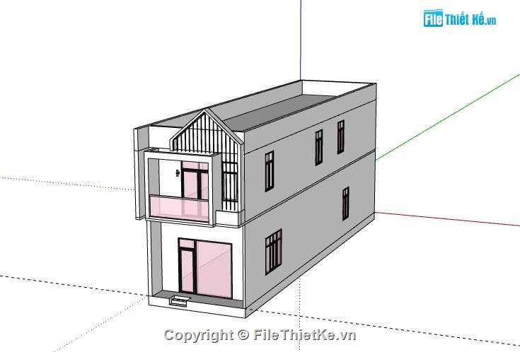 nhà phố 2 tầng,model su nhà phố 2 tầng,sketchup nhà phố 2 tầng