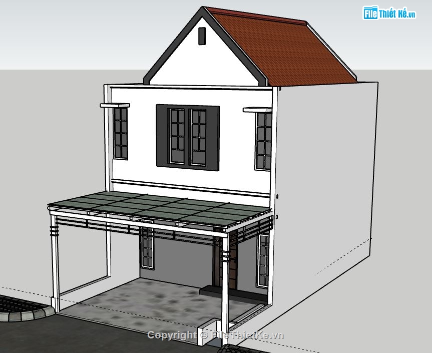 Nhà phố 2 tầng,model su nhà phố 2 tầng,nhà phố 2 tầng sketchup