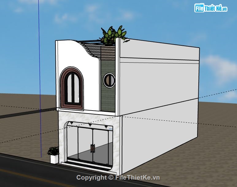 Nhà phố 2 tầng,Model su nhà phố 2 tầng,sketchup nhà phố 2 tầng