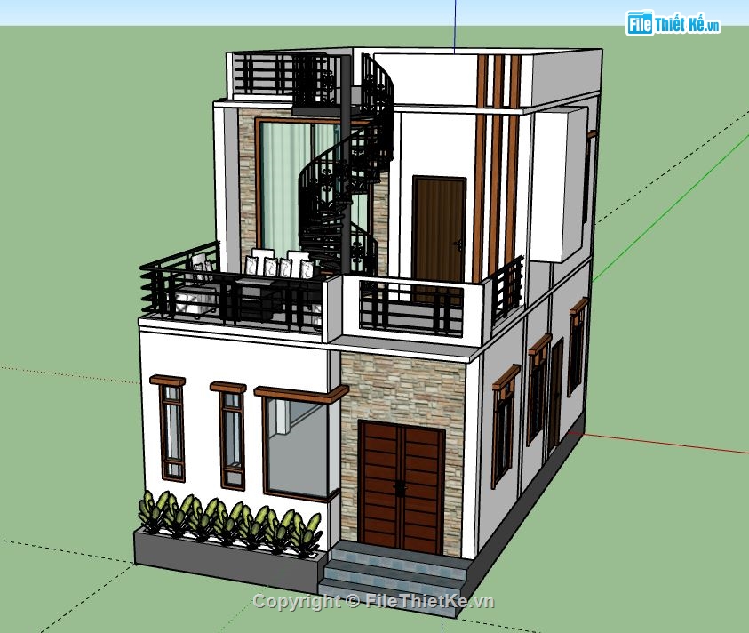 Nhà phố 2 tầng,model su nhà phố 2 tầng,nhà phố 2 tầng file su,file sketchup nhà phố 2 tầng