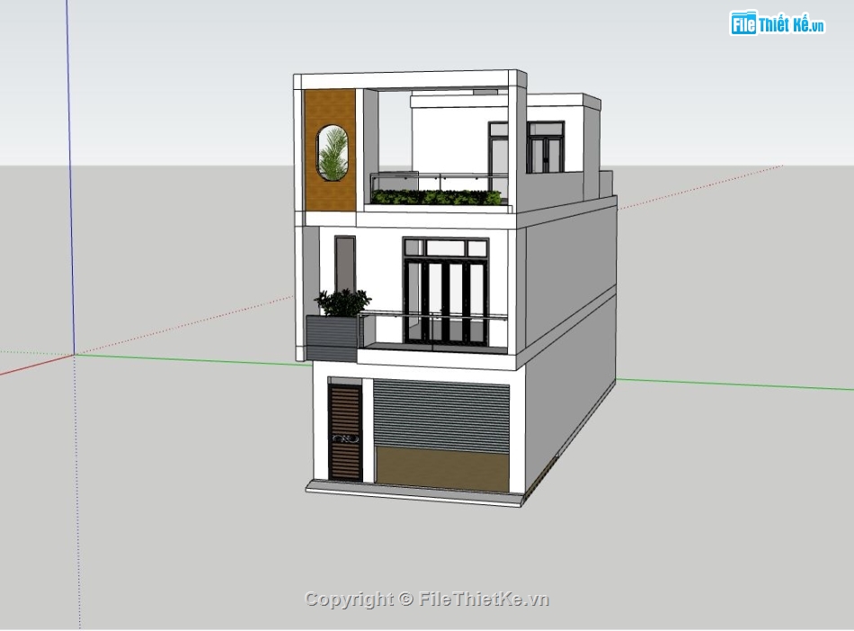 nhà phố 2 tầng,sketchup nhà phố 2 tầng,model su nhà phố 2 tầng