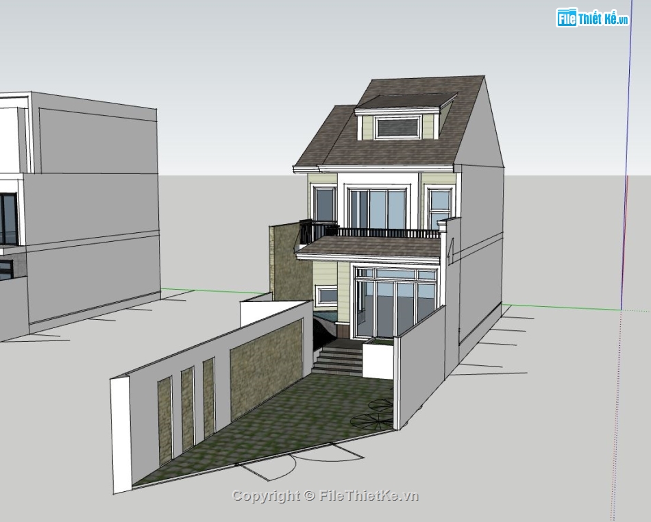 nhà phố 2 tầng,model su nhà phố 2 tầng,nhà phố 2 tầng sketchup,các mẫu nhà phố đẹp