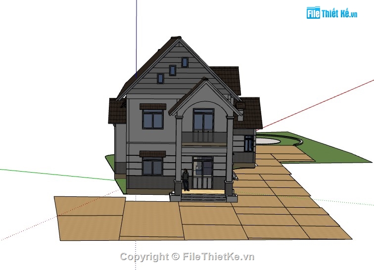 su nhà phố 2 tầng,su nhà phố,sketchup nhà phố 2 tầng