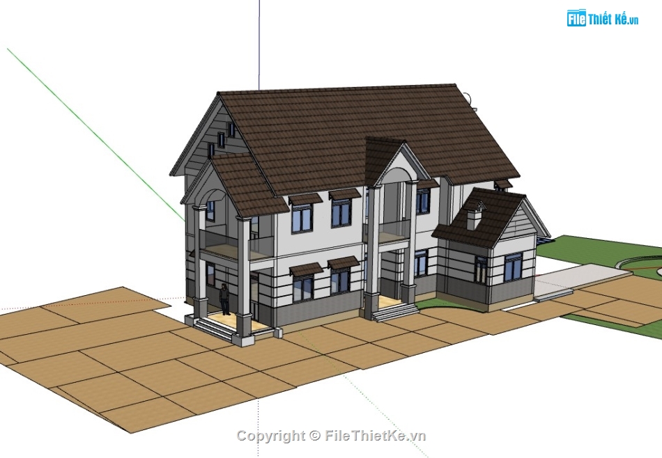 su nhà phố 2 tầng,su nhà phố,sketchup nhà phố 2 tầng