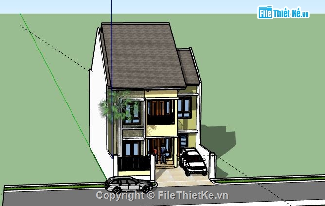 Nhà phố 2 tầng,model su nhà phố 2 tầng,nhà phố 2 tầng sketchup,file su nhà phố 2 tầng