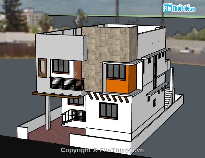 Nhà phố 2 tầng,file su nhà phố 2 tầng,sketchup nhà phố 2 tầng,nhà phố 2 tầng sketchup