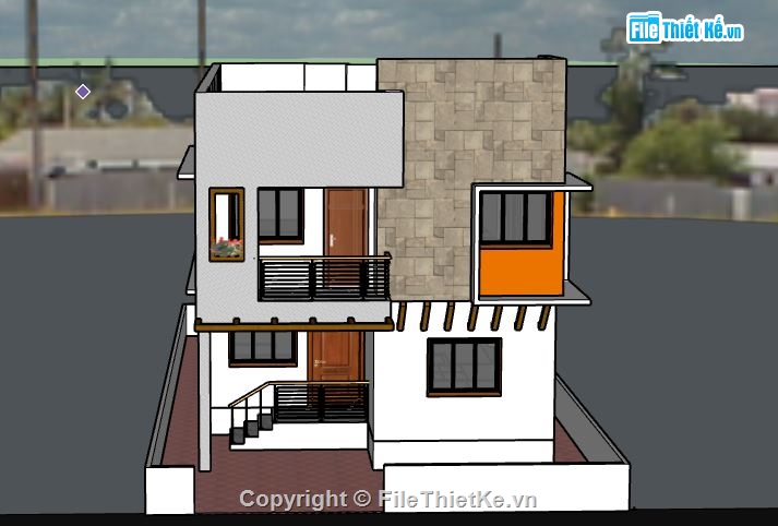 Nhà phố 2 tầng,file su nhà phố 2 tầng,sketchup nhà phố 2 tầng,nhà phố 2 tầng sketchup