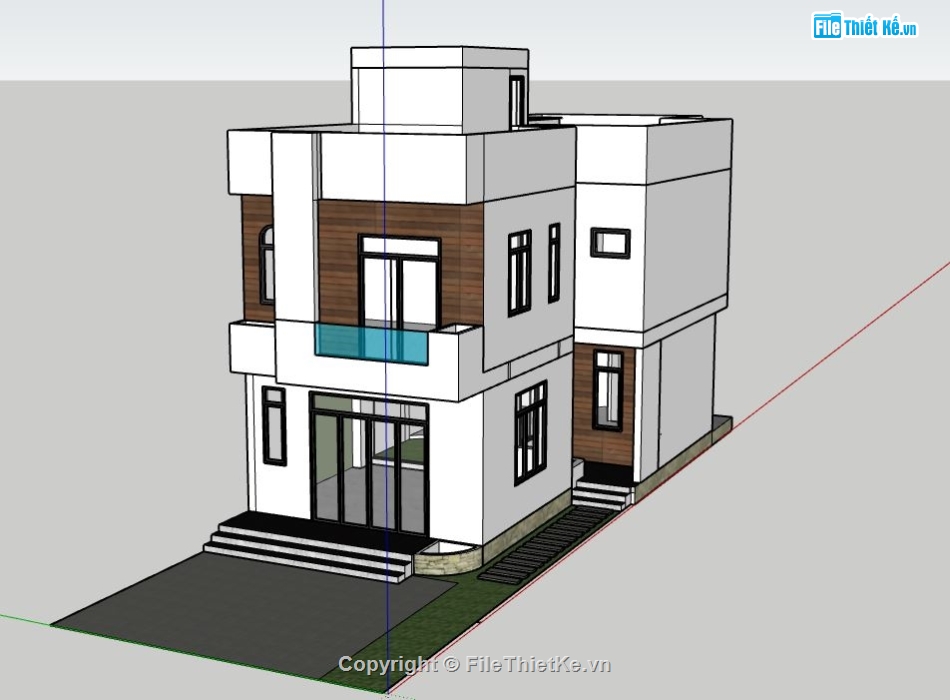 nhà phố 2 tầng,sketchup nhà phố 2 tầng,mẫu nhà phố 2 tầng