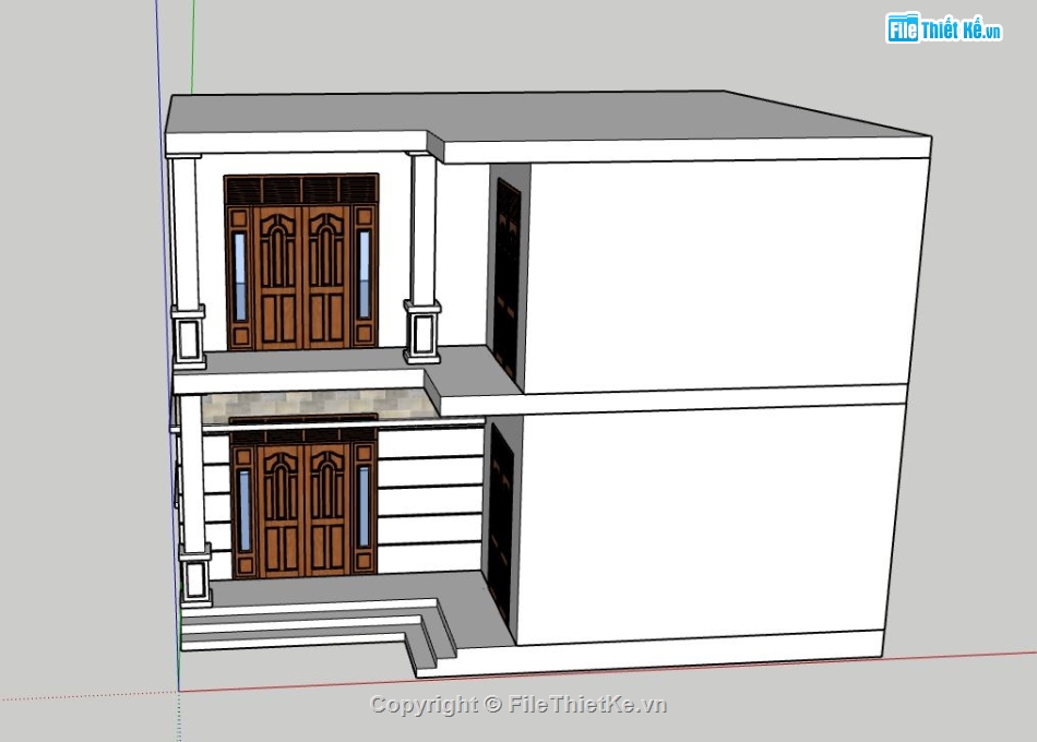 nhà phố 2 tầng,sketchup nhà phố 2 tầng,mẫu nhà phố 2 tầng