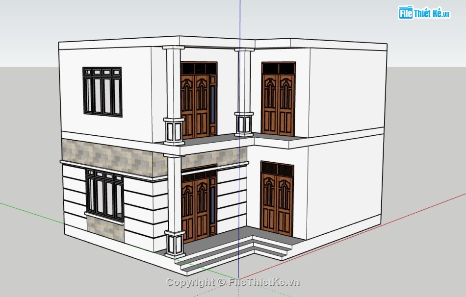 nhà phố 2 tầng,sketchup nhà phố 2 tầng,mẫu nhà phố 2 tầng