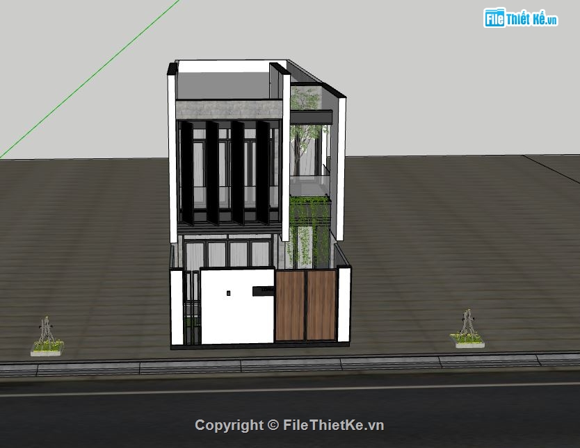 sketchup nhà phố 2 tầng,model sketchup nhà phố 2 tầng,mẫu nhà phố 2 tầng