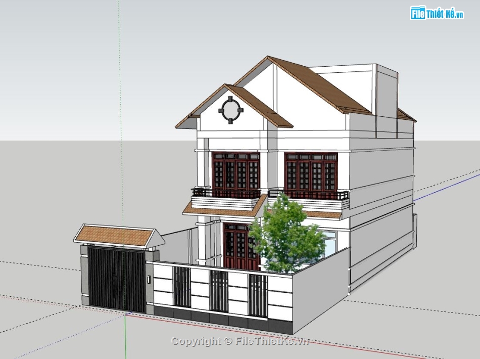 nhà phố 2 tầng,sketchup nhà phố 2 tầng,model su nhà phố 2 tầng