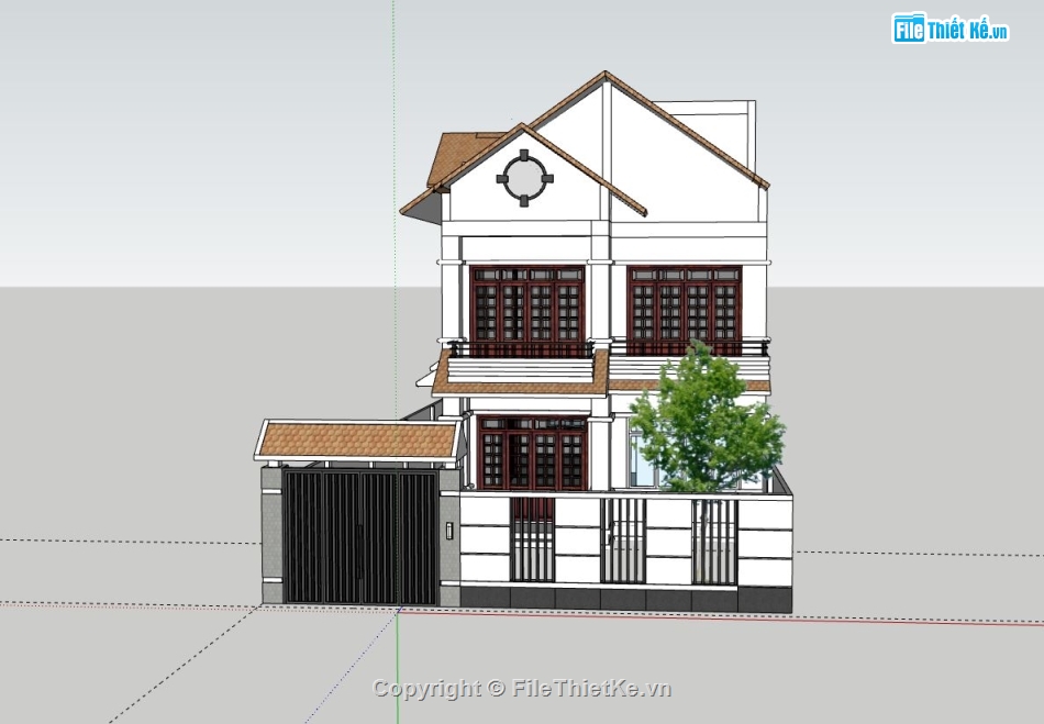 nhà phố 2 tầng,sketchup nhà phố 2 tầng,model su nhà phố 2 tầng