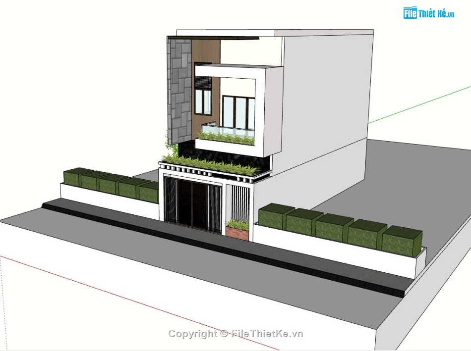 nhà phố 2 tầng,sketchup nhà phố 2 tầng,model su nhà phố 2 tầng