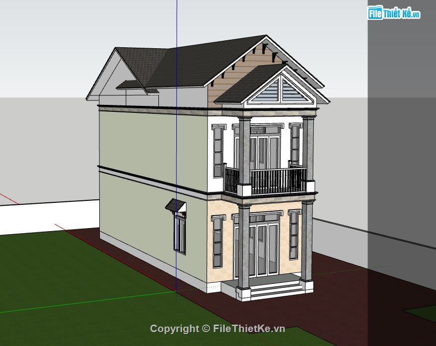 nhà phố 2 tầng,sketchup nhà phố 2 tầng,model su nhà phố 2 tầng