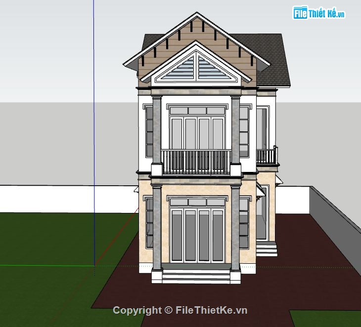 nhà phố 2 tầng,sketchup nhà phố 2 tầng,model su nhà phố 2 tầng