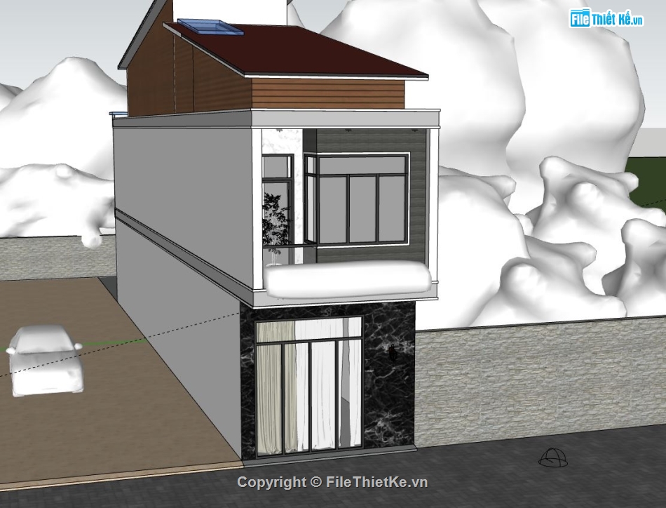 nhà phố 2 tầng,sketchup nhà phố 2 tầng,model nhà phố 2 tầng