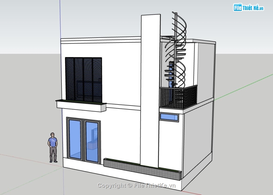Sketchup nhà phố,nhà phố 2 tầng,model nhà phố 2 tầng
