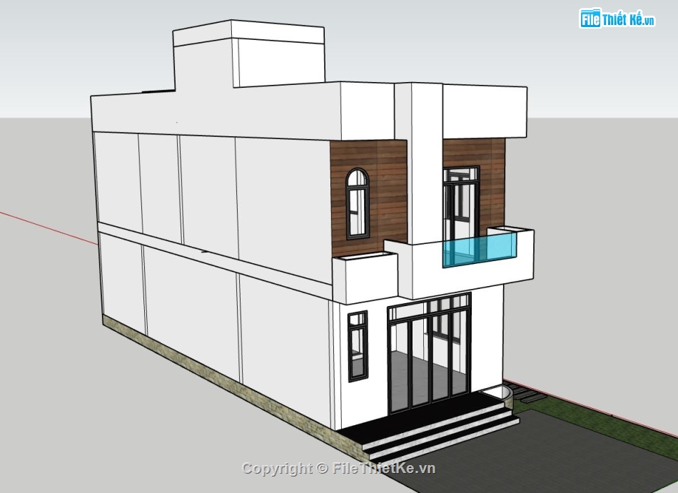 sketchup nhà phố 2 tầng,model sketchup nhà phố 2 tầng,nhà phố 2 tầng