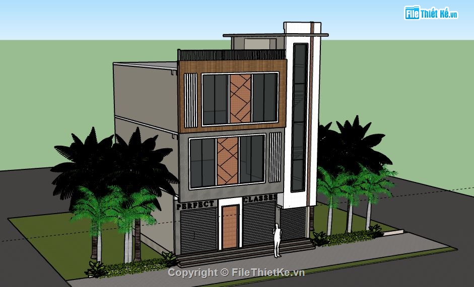 Nhà phố 3 tầng,model su nhà phố 3 tầng,sketchup nhà phố 3 tầng