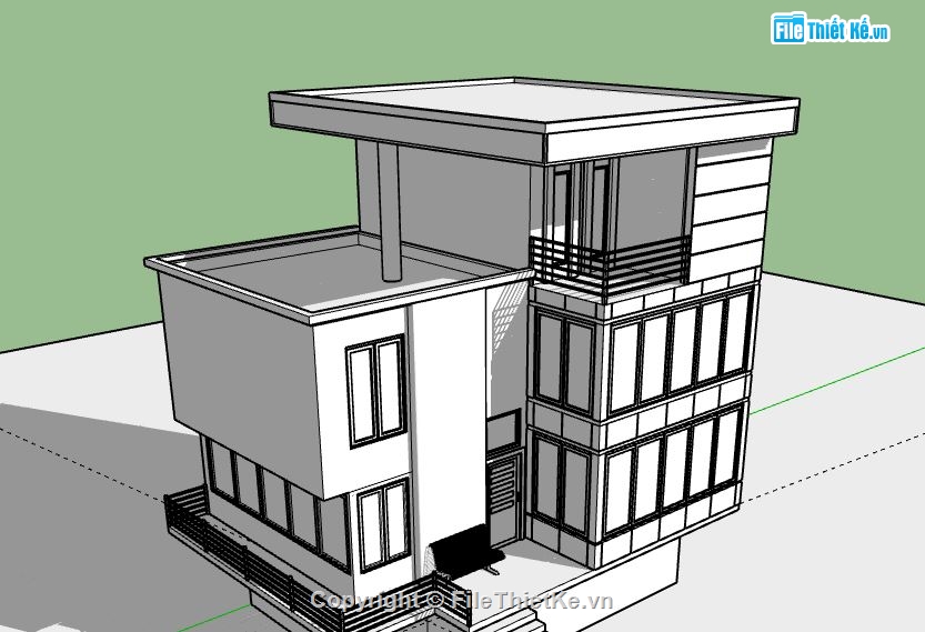 Nhà phố 3 tầng,model su nhà phố 3 tầng,nhà phố 3 tầng sketchup