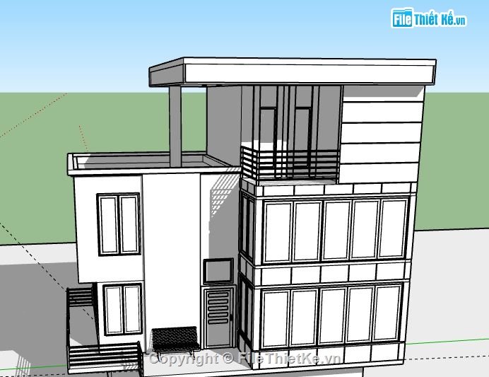 Nhà phố 3 tầng,model su nhà phố 3 tầng,nhà phố 3 tầng sketchup