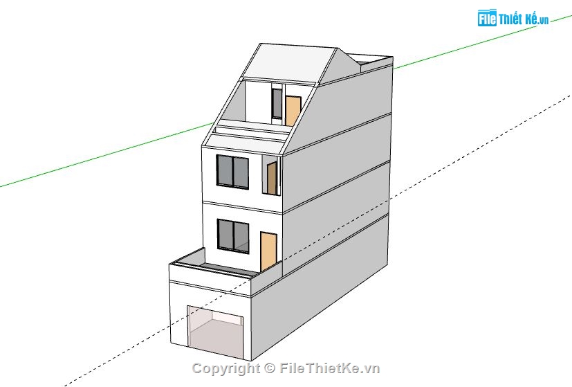 nhà phố 3 tầng,model su nhà phố 3 tầng,sketchup nhà phố 3 tầng