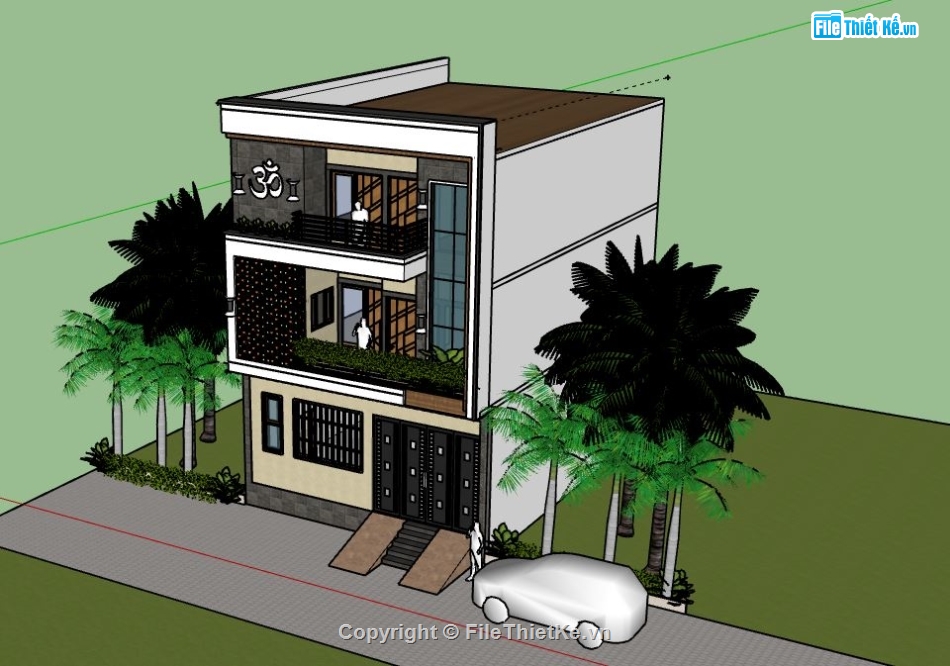 Nhà phố 3 tầng,model su nhà phố 3 tầng,file sketchup nhà phố 3 tầng