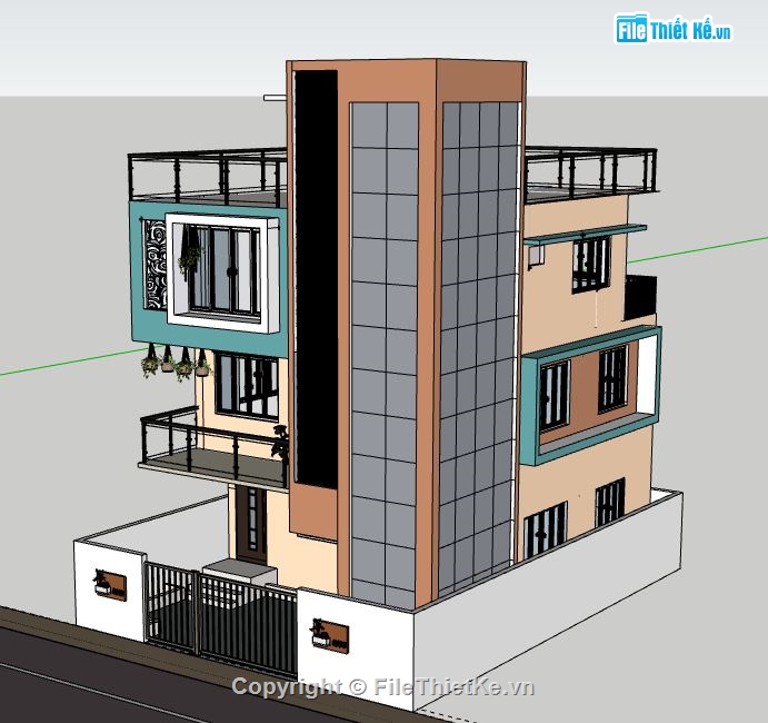 Nhà phố 3 tầng,model su nhà phố 3 tầng,nhà phố 3 tầng file sketchup,sketchup nhà phố 3 tầng,nhà phố 3 tầng file su