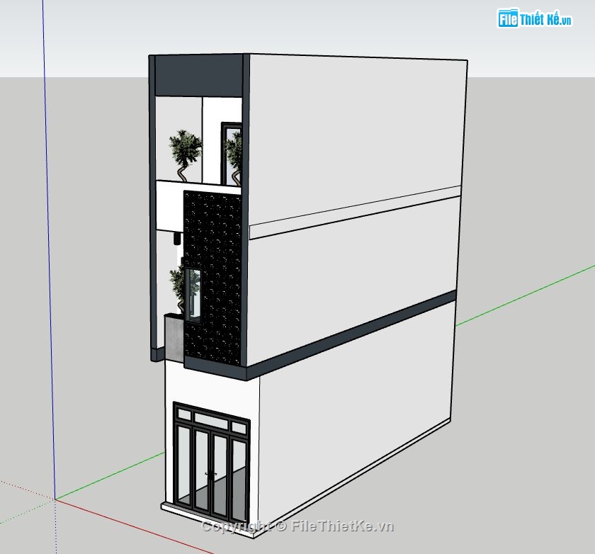 nhà phố 3 tầng,sketchup nhà phố 3 tầng,model su nhà phố 3 tầng