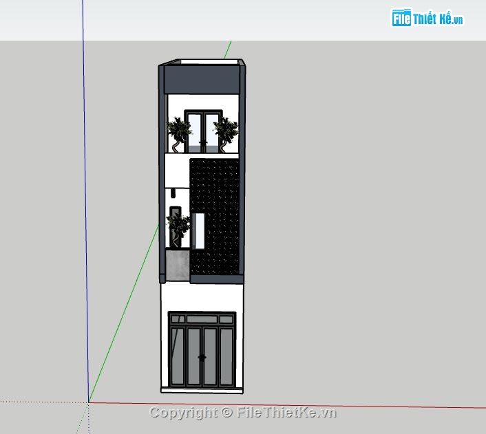nhà phố 3 tầng,sketchup nhà phố 3 tầng,model su nhà phố 3 tầng
