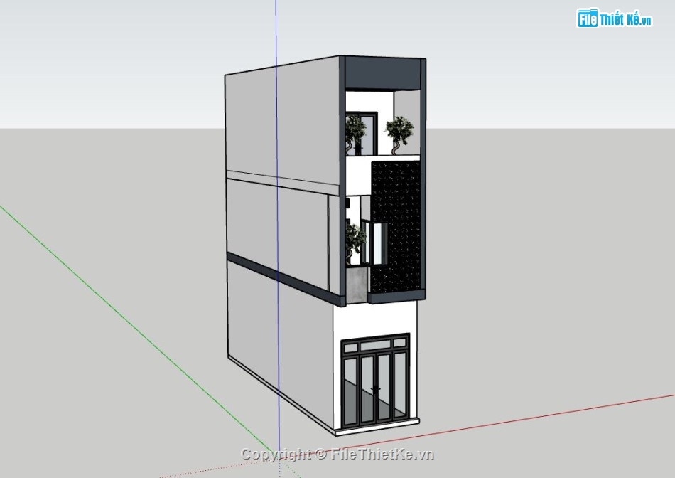 nhà phố 3 tầng,nhà phố 3 tầng đẹp,sketchup nhà phố 3 tầng