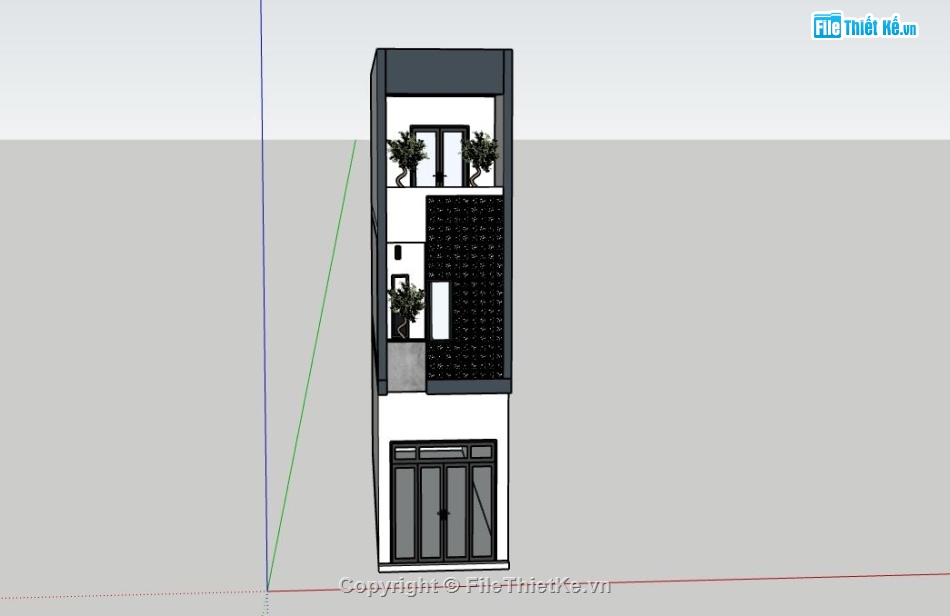 nhà phố 3 tầng,nhà phố 3 tầng đẹp,sketchup nhà phố 3 tầng